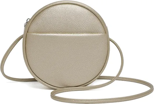 Vista 19 de Bolso circular para mujer, bolso cruzado redondo con cremallera Verde militar/nailon