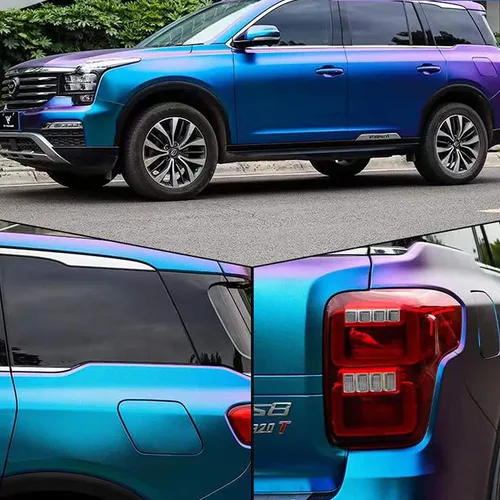 Vista 11 de Vinilo adhesivo de coche de color morado metálico brillante a azul camaleón, cinta adhesiva de película adhesiva de liberación de aire