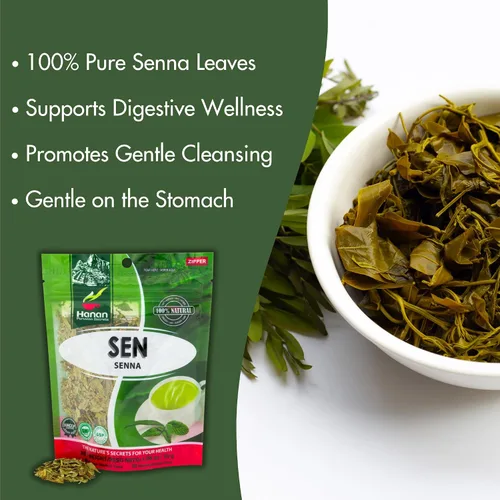 Vista 4 de HANAN Senna Leaf - Té de hierbas sueltas de 1.1 oz – 1.06 oz de hierbas secas de hojas de planta lanosa Sen de Perú - Té Senna