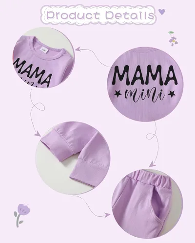 Vista 3 de Mikrdoo Conjunto de ropa para bebé y niña, conjunto de pantalones y tops para otoño e invierno