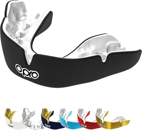 Vista 23 de OPRO Protector bucal instantáneo de ajuste personalizado, comodidad, protección y ajuste a nivel de dentista - Protector bucal moldeable para fútbol