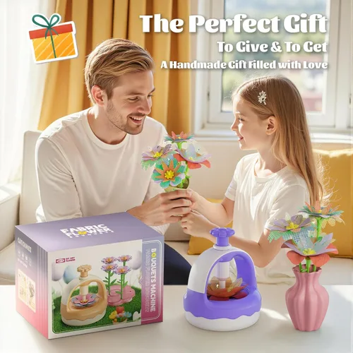 Vista 7 de Kit de manualidades de ramo de flores de tela, juguete de artes y manualidades DIY para niños, juego de actividades creativas para hacer flores