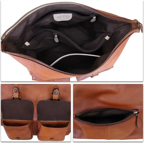 Vista 7 de Bolsos de cuero genuino para mujer, bolsos hechos a mano, con asa superior, bolsos de hombro, estilo vintage, bolso cruzado de cuero real