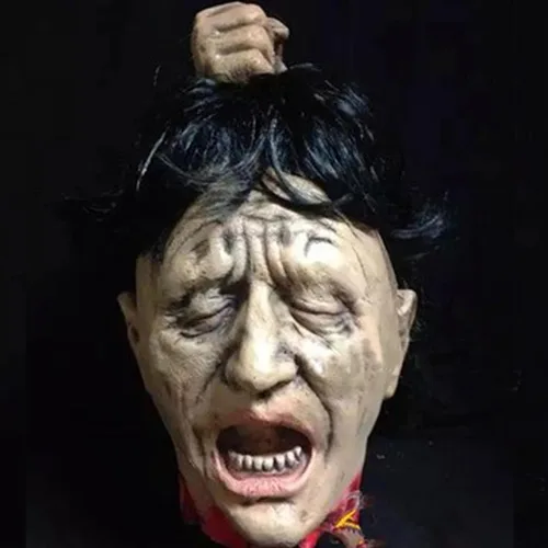 Vista 25 de Decoraciones colgantes de cabeza dividida para Halloween, cuerpo sangriento aterrador, cuerpo sangriento, tamaño real, real, accesorios de colgante