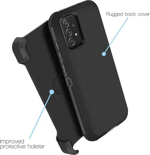 Vista 2 de Funda compatible con Samsung Galaxy A23 5G, con clip para cinturón, resistente, a prueba de golpes, protección de cuerpo completo, funda para Negro