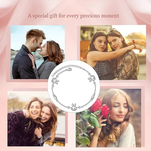 Vista 8 de Ladytree Pulsera de plata de ley 925 para mujer, con bonito dije de pulpo, pulsera ajustable, joyería de océano, regalos para adolescentes, niñas