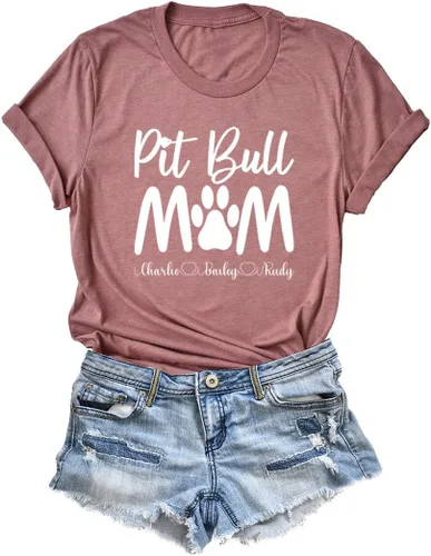 Vista 2 de Pitbull Mom - Camiseta personalizada para los amantes de Pitbull