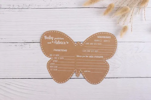 Vista 7 de Decoraciones de mariposa para baby shower, tarjetas de consejos para baby shower para padres futuros, juegos de baby shower para niñas, juego de 50