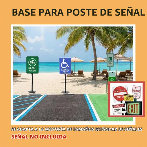 Vista 4 de Kit de poste y base de hierro fundido resistente, soporte de 12 pulgadas con poste de 48 pulgadas y pernos y tuercas para colgar letreros, soporte