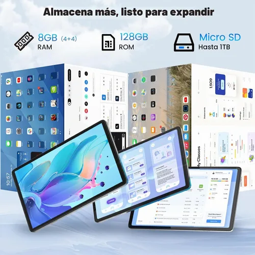 Vista 4 de Tablet Android 14, tableta de 10.1 pulgadas, procesador A523 Octa Core, 8GB+128GB+2TB Expandir tabletas de computadora, batería de 6000mAh, pantalla