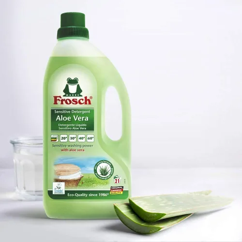Vista 2 de Frosch Detergente líquido natural para ropa para pieles sensibles, aloe vera, 50 onzas líquidas