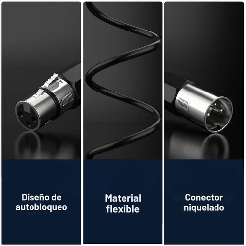 Vista 4 de EBXYA Cable XLR de 2 pies, paquete de 6 unidades, cable de micrófono equilibrado con cable XLR de 3 pines macho a hembra, color negro