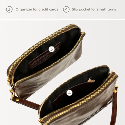 Vista 5 de Time Resistance Bolso de mano de cuero para hombre - Bolsa organizadora para hombres - Bolso de muñeca - Maletín hecho a mano en Italia - Caja