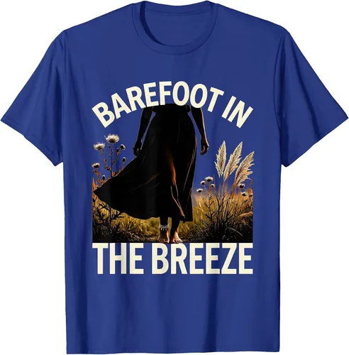 Vista 6 de Men's Barefoot in the Breeze Boho Summer Style T-Shirt Navy Blue