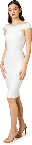 Vista 2 de Dress the Population Vestido ajustado Maia con hombros descubiertos y cuello bajo por encima de la rodilla para mujer