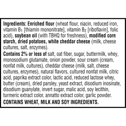 Vista 11 de Cheez-It Snap'd Chips de Galletas de Queso, Crujientes Delgadas, Aperitivos para el Almuerzo, Cheddar Crema Agria y Cebolla, Caja de 45oz (6 Bolsas)