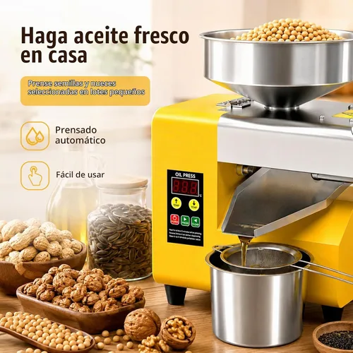 Vista 2 de Máquina eléctrica de prensa de aceite de 1800 W, extractor automático de aceite de acero inoxidable con temperatura ajustable para el hogar