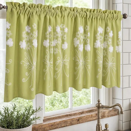 Vista 13 de Molaxhome Cenefas de cocina para ventanas, cortinas de cenefa de flores 1980-6