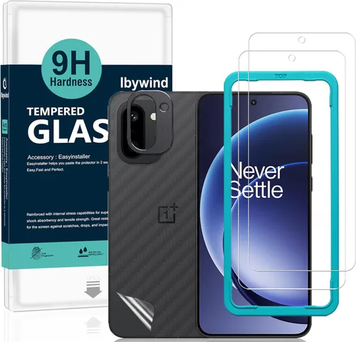 Vista 9 de Ibywind Protector de pantalla para OnePlus 15 5G, 2 unidades, vidrio templado de dureza 9H y protector de lente de cámara, con marco de alineación