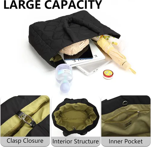 Vista 4 de Plusfeel Bolsa grande acolchada para mujer, bolsa acolchada y acolchada