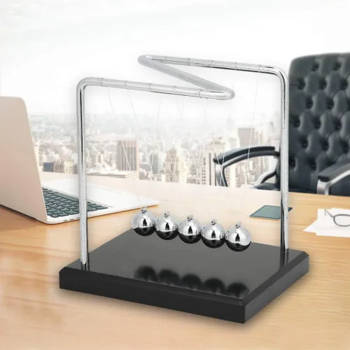Vista 4 de Bolas de equilibrio oscilante, bola de equilibrio de acero, péndulo de cuna Newtons, adecuadas para decoración de escritorio de oficina en casa