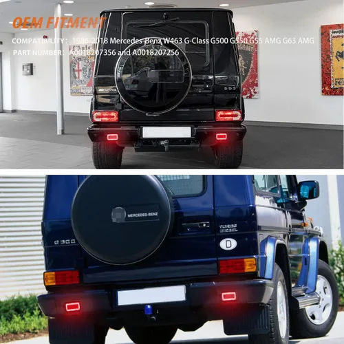 Vista 7 de ADIIL Kit de 2 luces LED 3 en 1 con lente roja de respaldo, reversa y antiniebla para Mercedes Benz W463 Clase G 1986-2018, G500, G550, G55, G63 AMG
