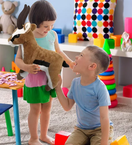 Vista 6 de DolliBu Animal de peluche – Antílope suave y abrazable, adorable peluche de zoológico para jugar, lindo regalo de safari de vida silvestre