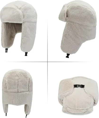 Vista 7 de Peicees Sombreros de invierno para hombres y mujeres, sombreros de invierno Ushanka, sombrero de trampero con calentador de orejeras para adultos