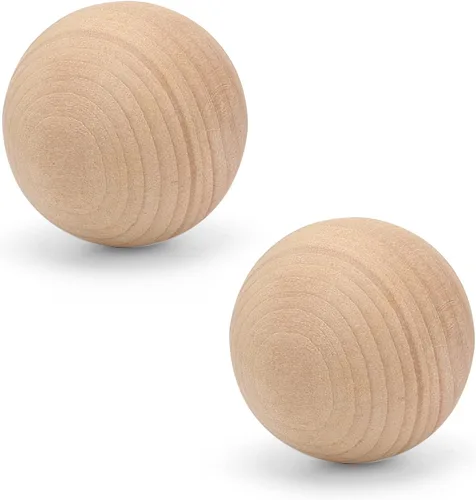 Vista 5 de MOUYAT 4 bolas redondas de madera grandes de 3 pulgadas, bolas de madera maciza sin terminar de 3.0 in, bolas de madera maciza para manualidades