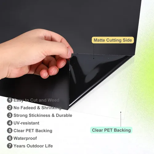 Vista 3 de XSEINO Vinilo permanente – Rollo de vinilo adhesivo negro de 12 pulgadas x 60 pies, silueta y otros cortadores, vinilo para automóviles, calcomanía