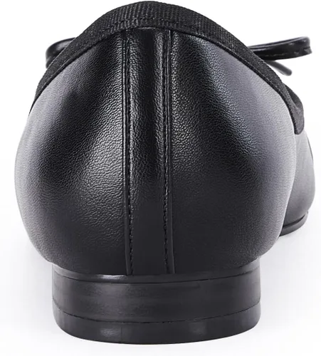 Vista 6 de Coutgo Zapatos planos de ballet con punta de casquillo para mujer, con lazo, puntera puntiaguda, para oficina, trabajo, cómodo, para fiesta, zapatos