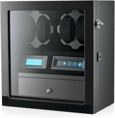 Vista 15 de 4 Watch Winder with 5 Watch Storage Space, LCD Display, Touch Control and Interior Light Negro + Negro