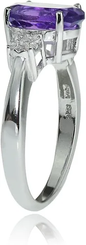 Vista 2 de Ice Gems Anillo de plata esterlina con amatista africana y corazón