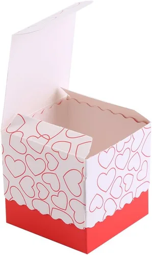 Vista 8 de GLOGLOW Cajas de dulces pequeñas (50 unidades) cajas de recuerdo de corazón de 2 x 2 x 2 pulgadas con cinta, cajas de recuerdos de boda, cajas