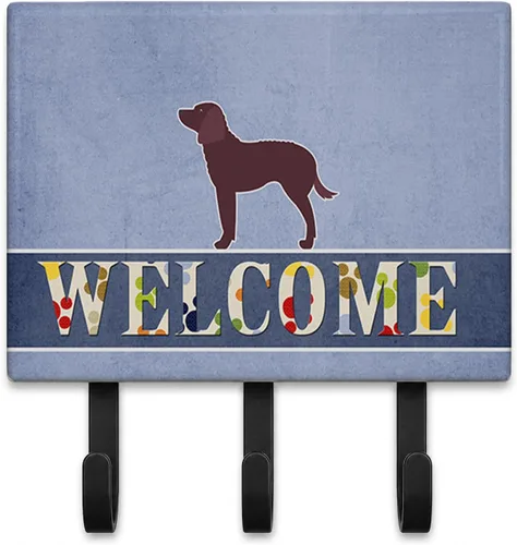 Vista 44 de Caroline's Treasures Afghan Hound - Gancho de pared de bienvenida, triple, multicolor Afghan Hound Welcome artwork on ceramic tile with three
