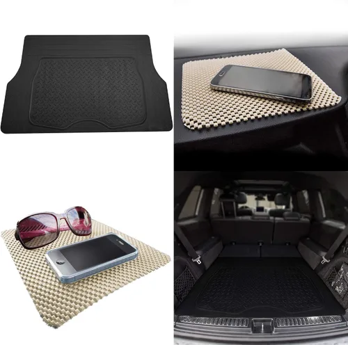 Vista 3 de TLH Juego de alfombrillas de carga beige recortables de primera calidad para maletero de automóvil, ajuste universal con almohadilla de tablero