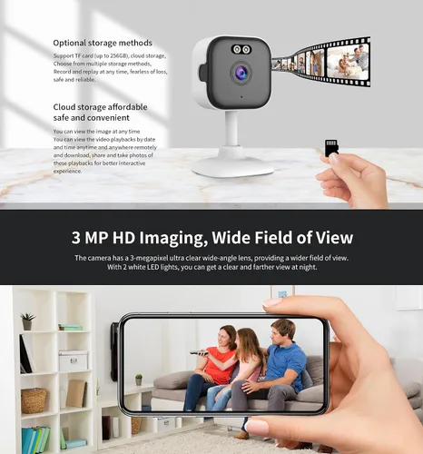 Vista 8 de EVERSECU Cámara WiFi con cable de 5 Ghz 2K, cámaras de seguridad para el hogar de interiores para bebé/anciano/perro/mascota con aplicación