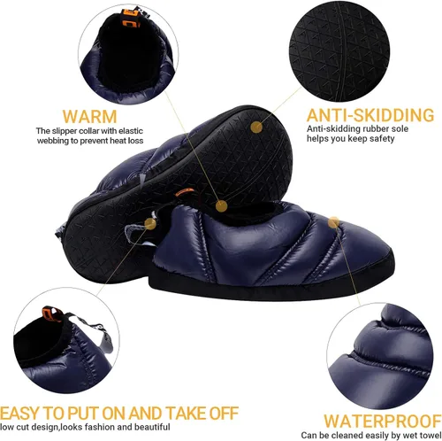 Vista 2 de KingCamp Unisex Warm Camping Slippers Soft Winter Slippers with Non Slip Rubber Sole Carry Bag
