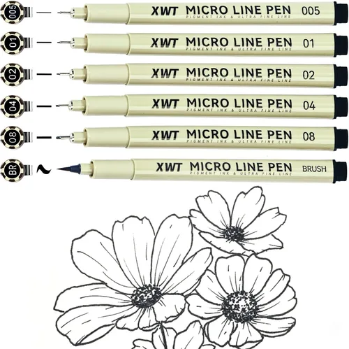 Vista 10 de 12+1 Bolígrafos de Línea Fina para Dibujo Artístico, Juego de Tinta Pigmento Negra Impermeable para Artistas, Bocetos, Manga, Acuarela, Caligrafía