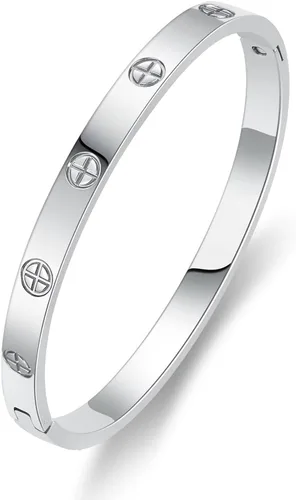 Vista 8 de PDWZNBA Pulseras de amistad de amor chapadas en oro de 18 quilates, brazalete de acero inoxidable de moda, regalo de joyería para mujer Cgold