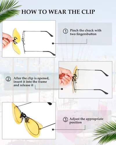 Vista 2 de Konohan 10 pares de lentes de sol polarizados con clip para gafas graduadas, abatibles para mujeres y hombres, protección UV, como se ve en las fotos