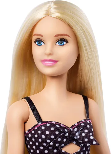 Vista 3 de Muñeca Barbie Fashionistas con cabello largo rubio - Vestido de lunares