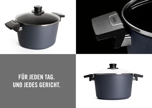 Vista 2 de Woll Diamond Lite - Olla de cocina de aluminio fundido antiadherente resistente a los arañazos con tapa de 5.2 cuartos de galón, 9 1/2 pulgadas