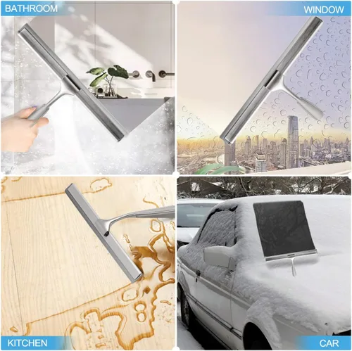 Vista 5 de Escobilla de ducha para puerta de vidrio, baño, ventanas, espejo de cocina y vidrio de coche, más práctico, mango duradero de 10 pulgadas