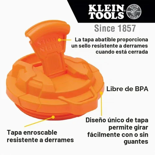 Vista 7 de Klein Tools Altavoz Bluetooth para el lugar de trabajo con imán y gancho (AEPJS3) y vaso de acero inoxidable con tapa abatible, taza de vacío