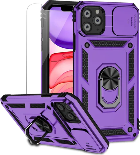 Vista 14 de Funda para iPhone 11 Pro con cubierta para lente de cámara, protector de pantalla HD, doble capa de protección contra caídas de grado militar