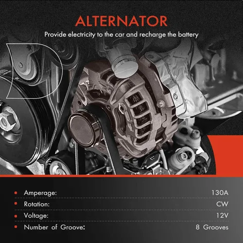 Vista 2 de A-Premium Alternador compatible con Ford F250 F350 F450 F550 Super Duty 2008-2010, V8 6.4L, 12V 130Amp en sentido de las agujas del reloj 8 poleas