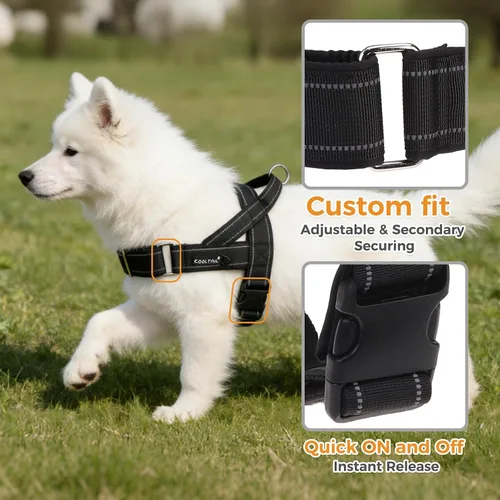 Vista 3 de KOOLTAIL Arnés sin tirones para perro pequeño, con acolchado suave y asa, arnés de chaleco para cachorro fácil de caminar, cuello y pecho