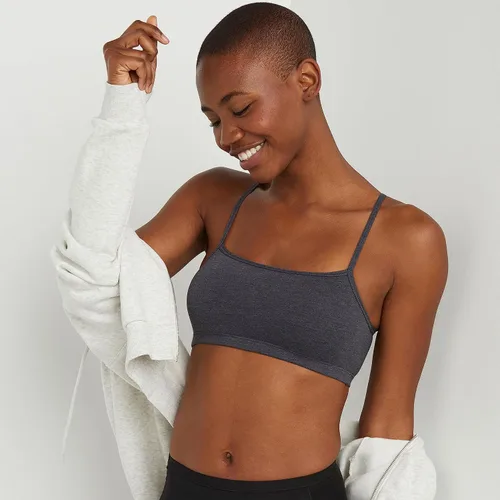 Vista 5 de Hanes Bralette de hilo de algodón para mujer (paquete de 3), Gris