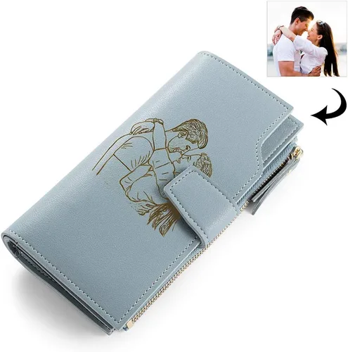 Vista 14 de Loveje - Billeteras personalizadas para mujer, de piel sintética, con grabadas fotográficas, triple pliegue, tarjeta de crédito, cartera larga